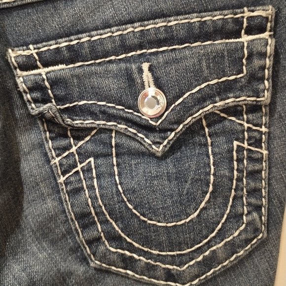 Women's True Religion size 26 low rise skinny jeans with crystal embellishments - Picture 10 of 13